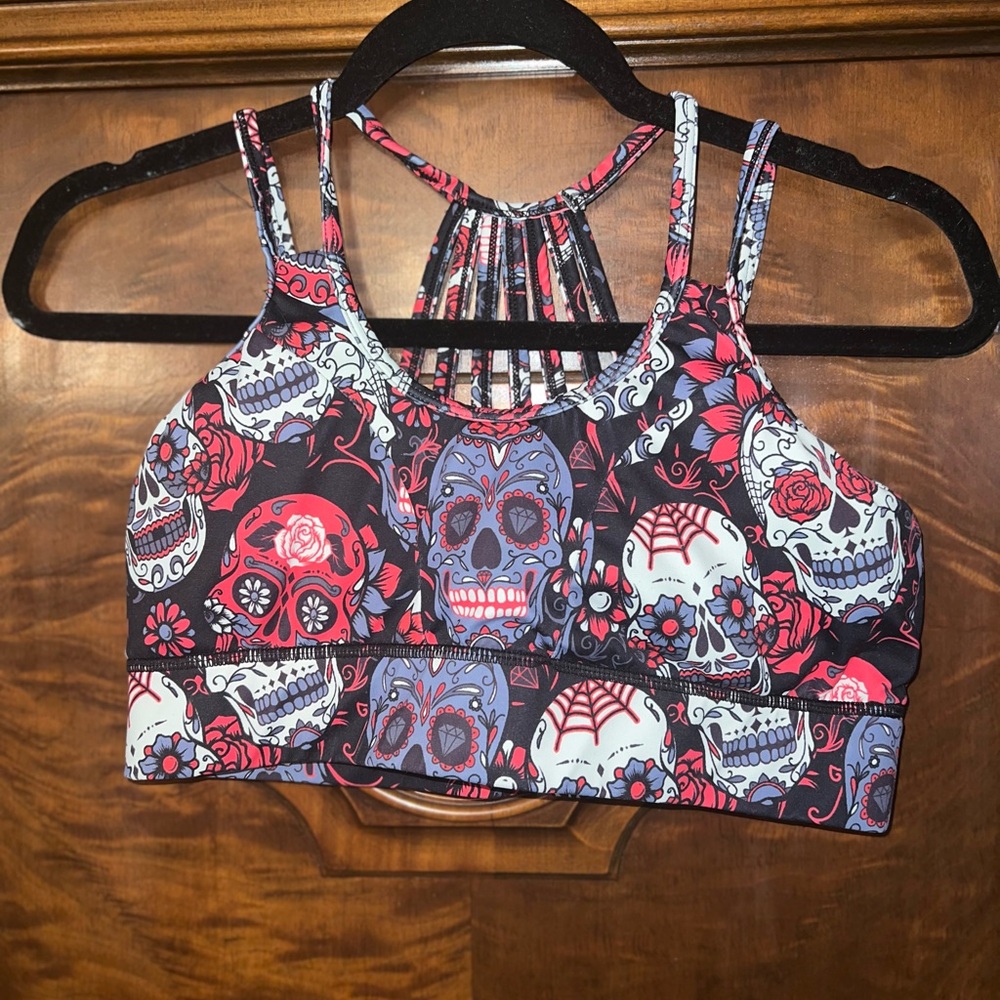 CVG Multicolor Skull Pattern Sports Bra